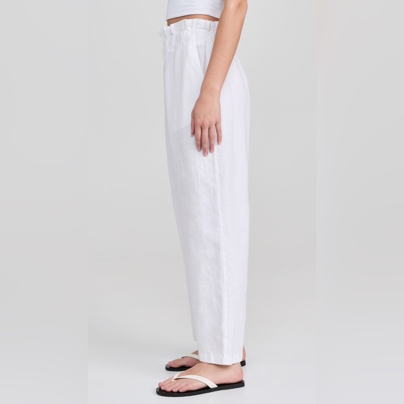 Posse Women’s White 100%Linen Paperbag Waist Wide Leg Pants Size S Summer Casual - Picture 14 of 15